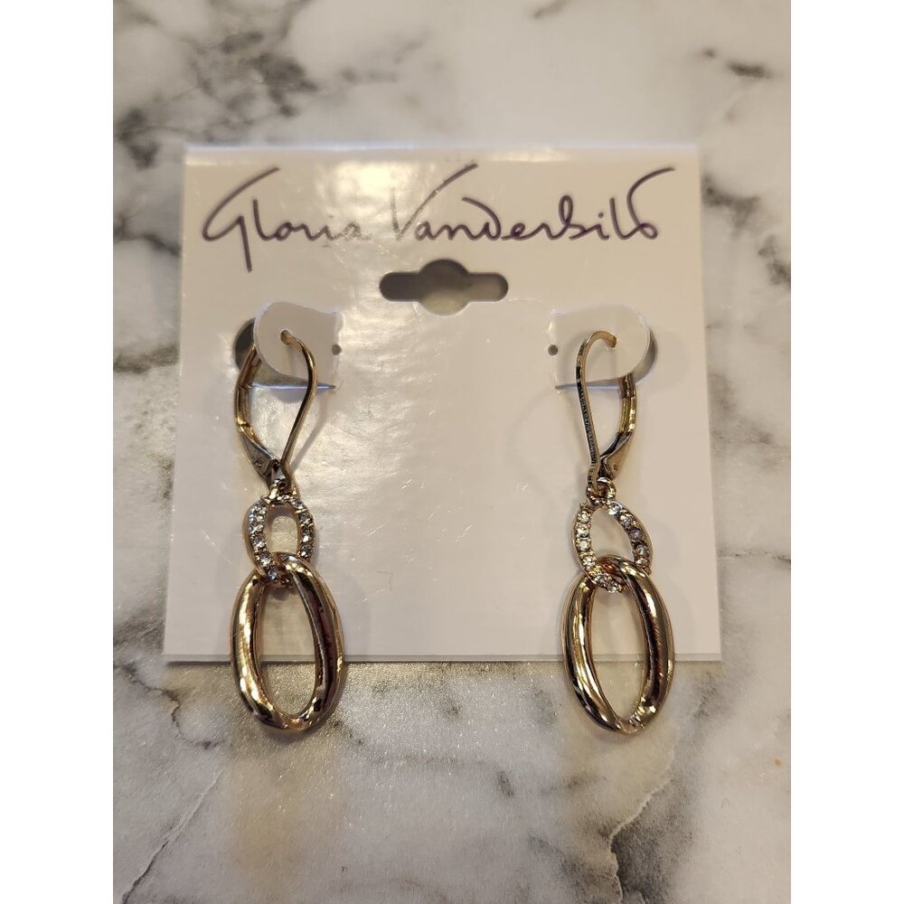 Gloria Vanderbilt Gold-Tone Double Oval Drop Earrings With Rhinestone Accents